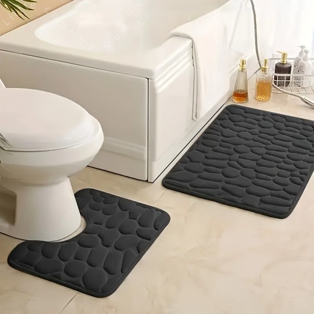 Christmas Bathroom Toilet Bathroom Mats Absorbent Printed Floor Mats Bathroom Toilet 2 Piece Floor Mat Set