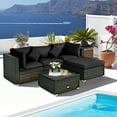 thumbnail image 4 of Patiojoy 5-Piece Outdoor Patio Sectional Rattan Sofa Set with Soft Back and Seat Cushion Black, 4 of 6