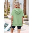thumbnail image 3 of Women'S Loose Zip Hooded T-Shirt Green S, 3 of 7