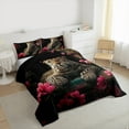 thumbnail image 4 of Manfei Leopard Cheetah Lover Bedding Comforter Set, Romantic Pink Floral Twin Comforter Sets, Jungle Wildlife Animal Reversible Bedding Set, Breathable Home Decor, 2 Pieces, 4 of 9