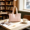 thumbnail image 6 of BUDAO00 French Country Floral Tote Bag for Women, Large Shoulder Shopper with Gingham Stripes, Ruffled Sides and Long Handles for Travel, Shopping, Work and Weekend Use (Pink), 6 of 6