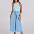 thumbnail image 2 of Giftesty Summer Dresses for Women Women Fashion Summer Floral Round Neck Patchwork Sleeveless Pocket Waist Dresses, 2 of 9