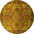thumbnail image 1 of Ahgly Company Indoor Round Oriental Yellow Traditional Area Rugs, 3' Round, 1 of 4