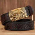 thumbnail image 2 of 3.5CM Eagle Alloy Automatic Buckle Cowskin Leather Belt Quality Men Wasitbad Strap Genuine Leather Gift Bussiness Belt For Jeans, 2 of 6
