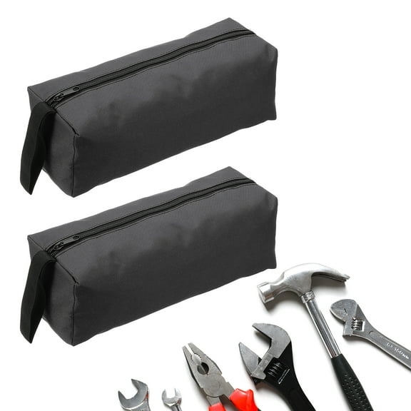 Uxcell 2pcs Zipper Utility Tool Bag 11.8x4x4 Inch Multi-purpose Oxford Cloth Tote Tool Pouch Small Organize Bags, Black