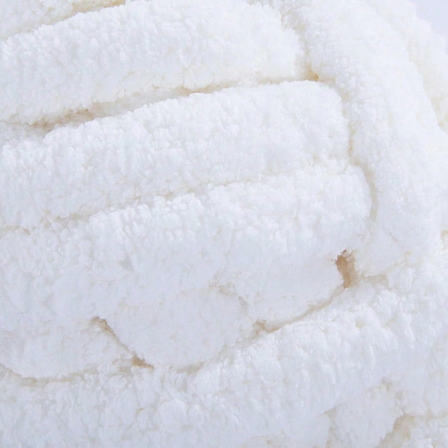 Pure White Chunky Chenille Yarn for Crocheting Bulky Thick Fluffy Yarn for Knitting er Bulky Chunky Yarn for Hand Knitting Blanket Soft Plush Yarn 8 Jumbo Pack 27 yds 8 oz Each Skein