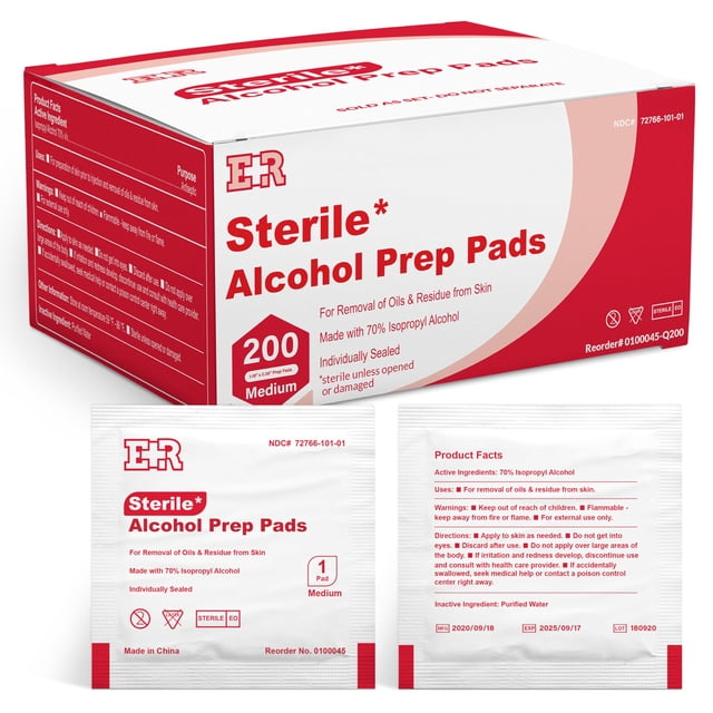 Toallitas preparatorias con alcohol Ever Ready First Aid 70% isopropílico, 200 unidades