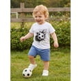 thumbnail image 5 of BemeyourBBs Toddler Baby Boy Football Outfit Infant Baby Boys Summer Clothes Short Sleeve Soccer Graphic T-Shirt and Solid Color Drawstring Pockets Shorts Set Toddler Boys Summer Outfit, 5 of 9