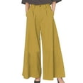thumbnail image 2 of SELONE Palazzo Pants for Women Dressy High Waist with Pockets Cotton Athletic Pants Ankle Length Baggy Athletic Pants Yellow XL, 2 of 8