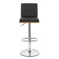 thumbnail image 2 of Taburete de bar Benzara Inc. de cuero sintético con Soporte de madera Base de pedestal negro cromado, 2 of 2