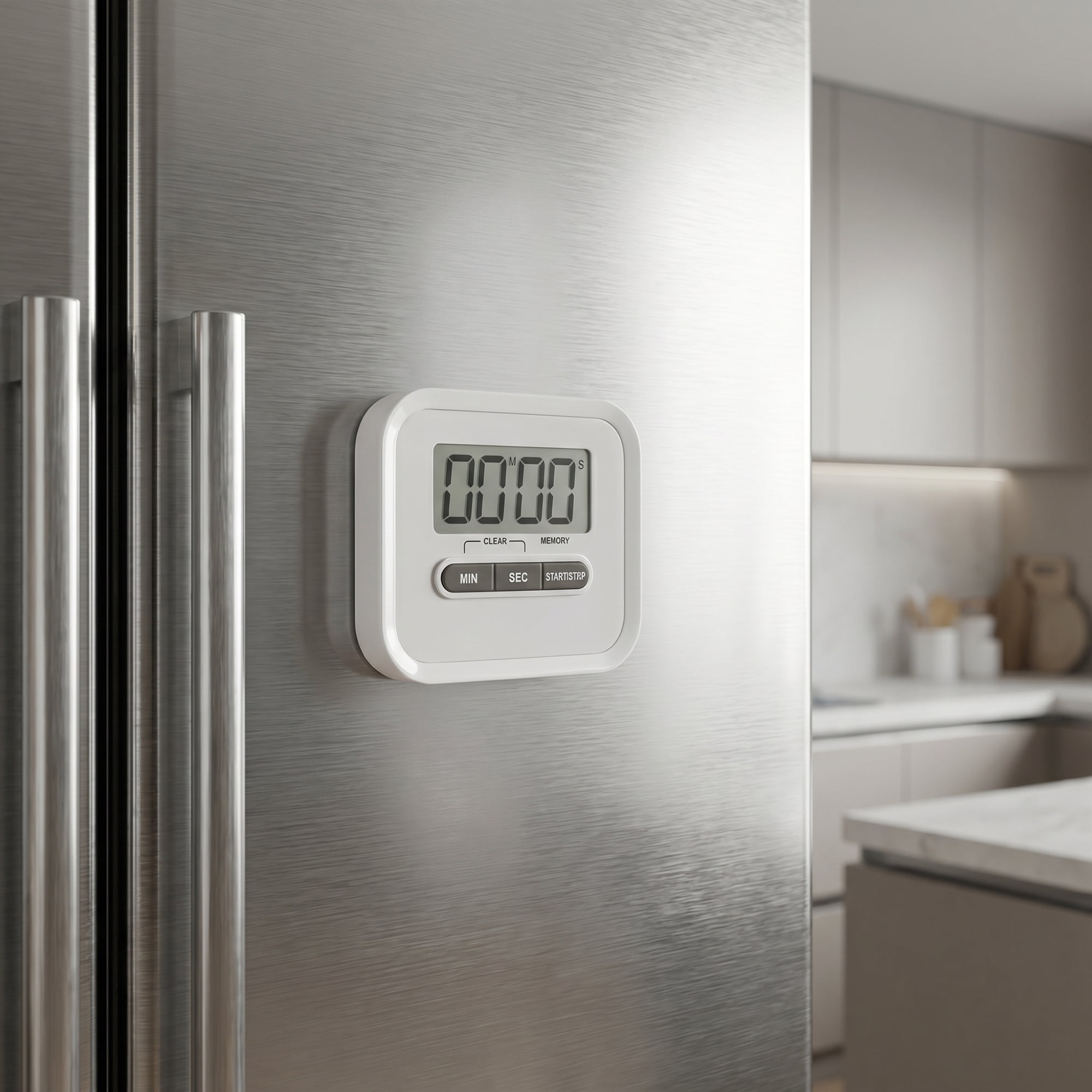 Unique Bargains Digital Loud Alarm Magnetic Backing Home Timer White