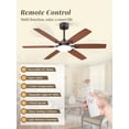 thumbnail image 2 of Lokivas 52in Ceiling Fans with Light and Remote Control, Modern Ceiling Fan with 6 Speeds, Reversible and Dual Finsh Blade for Indoor, Outdoor, Bronze, 2 of 8