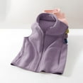 thumbnail image 4 of Fleece Vests for Boys Girls Casual Loose Zip up Coats Fall Winter Cute Sleeveless Jackets with Pocket New Girls Fall Vests Lightweight Purple 5 Years, 4 of 7