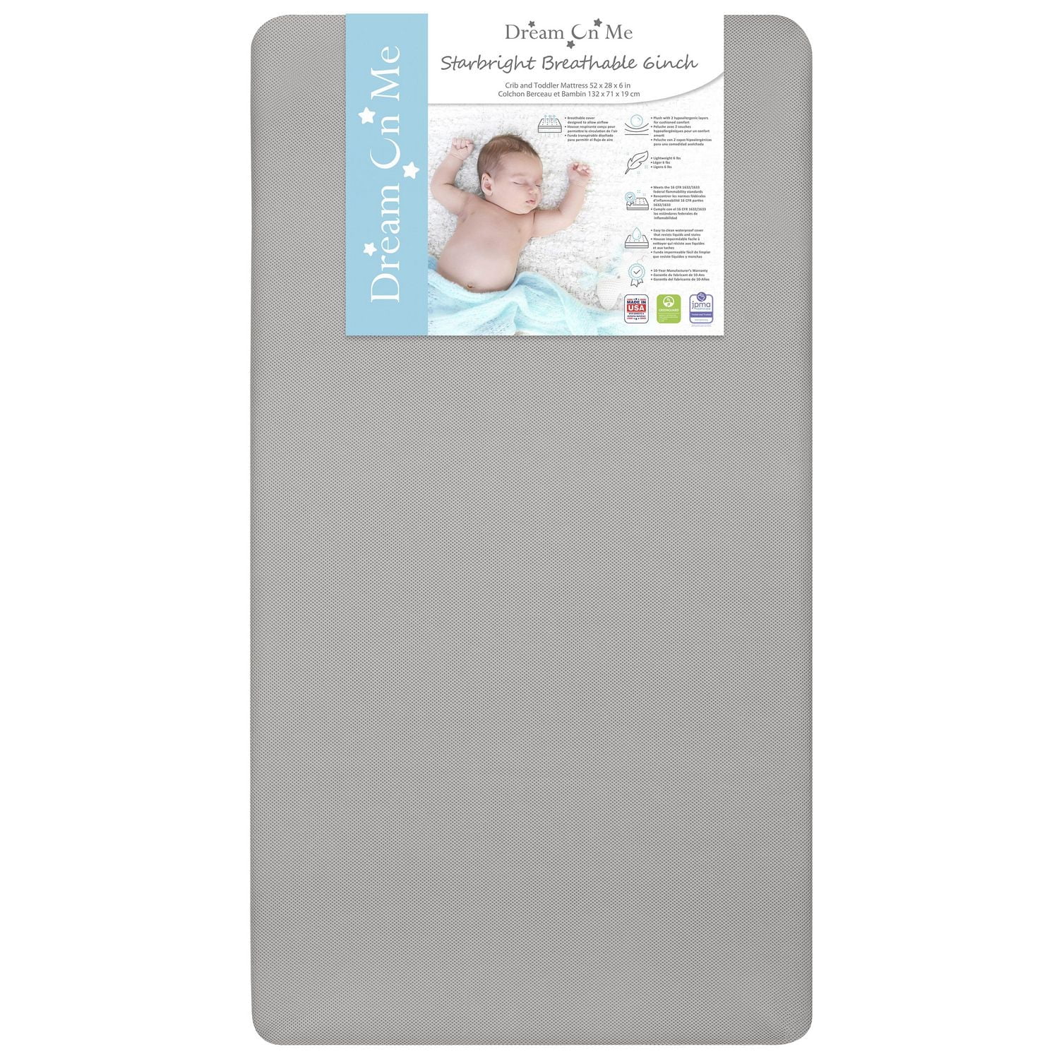 Matelas pour lit d'enfant et tout-petit Dream On Me Starbright Breathable Fiber
