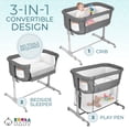 thumbnail image 2 of Moisés para bebé 3 en 1, cama junto a la cama y parque infantil, cuna portátil fácil de plegar (gris) - KoolaBaby (moisés), 2 of 5