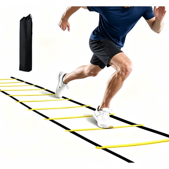 20ft 12 Rung Speed Agility Ladder, Adjustable Fitness Training Ladder for Soccer, Football, Basketball, Footwork Drills with Carry Bag