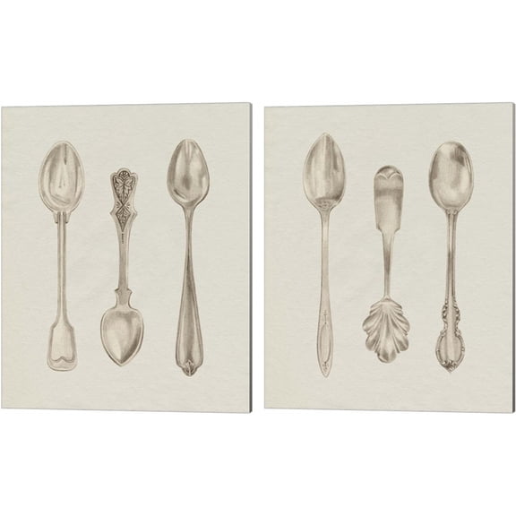 Great Art Now Silver Spoon by Grace Popp 2 Piece Canvas Art Set Each 12"W x 15"H