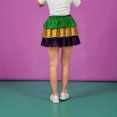 thumbnail image 5 of Women Mardi Gras Sequin Mini Skirts Ruffled Sparkly Colorful Short Skirts High Waist Shiny Glitter Carnival Skirt - Sequin Tiered Skirt Elastic Waist Glitter Ruffled Layered Mini Skirt Green M, 5 of 7