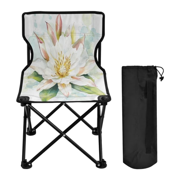 WOBOGO Epiphyllum Oxypetalum Camping Chair Convenient Four Corner Backrest Folding Stool Can Hold Up to 220lbs