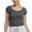 Grey, variant on Girls Fashion Crop Tops Short Sleeve Shirt Summer Square Neck Slim Fit Tops Basic Tee for Girls Modern Stylish Childrens Apparel