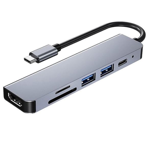 6 In 1 Type C Hub Multiport Adapter Portable Docking Station For Macbook Laptop