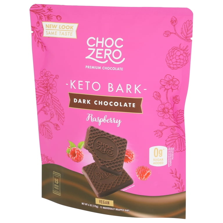 Pack of 12), ChocZero Dark Chocolate Raspberry Keto Bark ,6 oz
