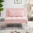 thumbnail image 3 of Kojooin Convertible Futon Sofa Bed Modern Teddy Fabric Loveseat Sleeper Couch With Adjustable Backrest Metal Legs For Small Spaces Living Room, 3 of 6
