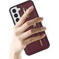 thumbnail image 4 of Samsung Galaxy S22 Case with Card Holder for Women, Samsung Galaxy S22 Phone Case Wallet with Credit Card with Ring Kickstand Zipper Shockproof Slim Stand Case - Red Wine, 4 of 14