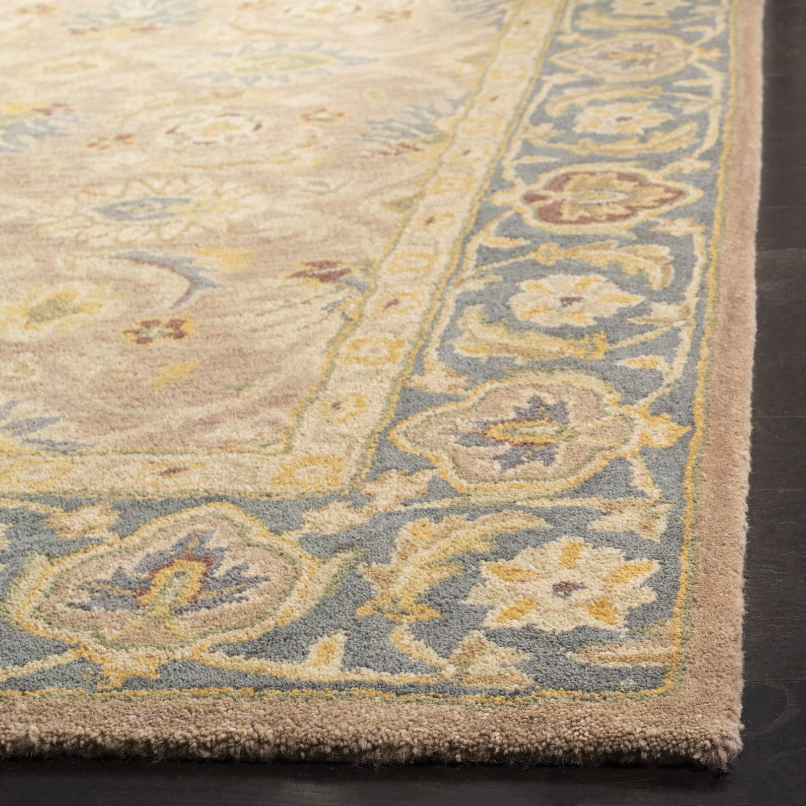 SAFAVIEH Anatolia Sophia Floral Wool Runner Rug, Brown/Blue, 2'3" x 8'