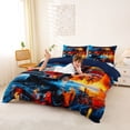 thumbnail image 2 of Erosebridal Cartoon Fire Truck Queen Duvet Cover Set for Kids Boys, , Navy Reversible, 1 Duvet Cover and 2 Pillowcases (No Comforter), 2 of 5