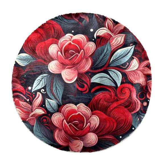 Imitation Rabbit Fur Round Floor Mat, Soft Simple Living Room Coffee Table Mat, Bedroom Bedside Mat, Non-Slip Bottom Back, Valentine's Day Love Heart