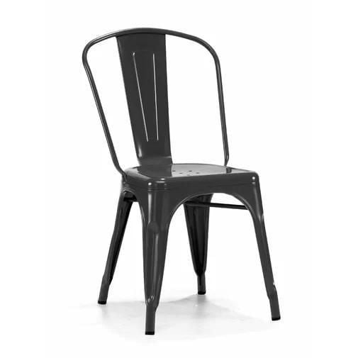 Plata Décor Import Inc Chaise sans accoudoirs Tolix noire pour salles à manger, cuisines, cafés, restaurants, terrasses et espaces événementiels