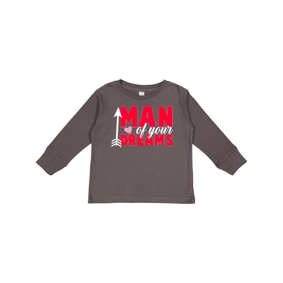 Inktastic Valentine's Day Man of your Dreams with a Heart and Arrow Boys or Girls Long Sleeve Toddler T-Shirt