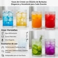 thumbnail image 3 of juego de vasos de vidrio，6 piezas 350ml Vasos de vidrio clásico para beber, vasos de agua de 12 onzas, Copa de bebida moderna, vasos de vidrio grueso, para cóctel, whisky, vino, cerveza, zumo, 3 of 18