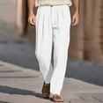 thumbnail image 2 of Men's Casual Wide Leg Pants Elastic Waist Comfortable Solid Color Loose Fit Breathable Stretchable Pocket Design Versatile Outdoor Mens Beach Pants Trousers Vacation Cargo Pants, 2 of 7