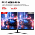 thumbnail image 6 of Gawfolk 24.5 Inch Gaming Monitor 300Hz FHD , 1080P Built-in Speakers, DP/HDMI, 75x75mm VESA Wall Mount, Home Office Business, Black, 6 of 6