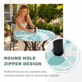 thumbnail image 4 of Round Outdoor Tablecloth with Umbrella Hole and Zipper, Teal Green Leaves Tablecloth with Elastic Waterproof, Summer Farmhouse Botanical Boho Branch Patio Table Covers for 45" - 54" Pool Tables, 4 of 9