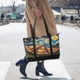 thumbnail image 4 of FORMRS Canvas Laptop Tote Bag for Women with 15.6" Computer Compartments Shoulder Handbag, Starry Pizza, 4 of 7