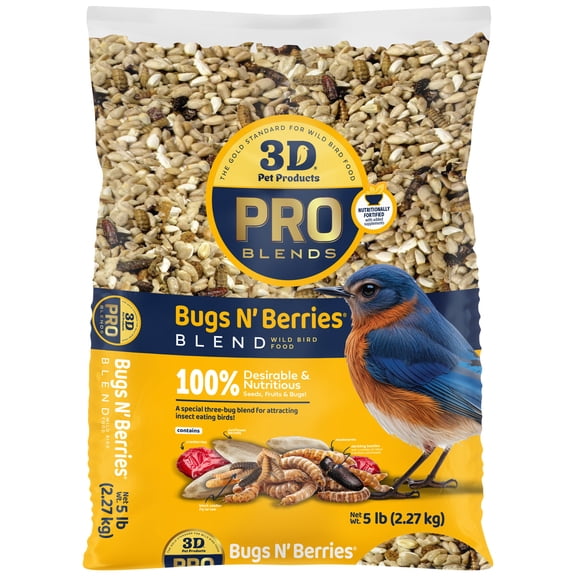 3-D Pro Blends Bugs N Berries® Wild Bird Food, Wild Bird Seed Blend, 5 Pounds