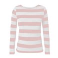thumbnail image 3 of Womens Crew Neck Long Sleeve Tops Fall Casual Striped Printed Shirt Winter Loose Fit Color Block T-Shirt 2025 (Pink XL), 3 of 4