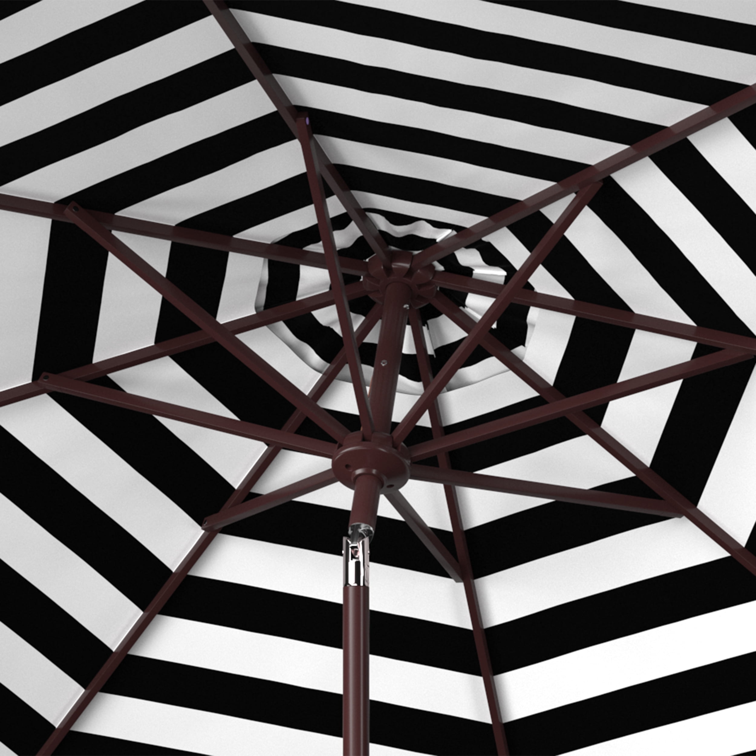 Safavieh Athens 9' Market Crank Striped Patio Umbrella, Black/White