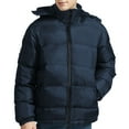 thumbnail image 5 of Tuphregyow Men Warm Waterproof Puffer Jacket Windproof Winter Coat Hooded Solid Lightweight Warm Casual Packable Down Jacket Trendy Long Sleeve Zip Pockets Dark Blue M, 5 of 9