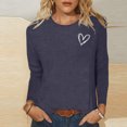 thumbnail image 2 of Besolor T-Shirts de la Saint-Valentin pour Femmes Imprimé Cœur Col Rond Manches Longues Tunique Décontractée Blouse Tee, 2 of 4