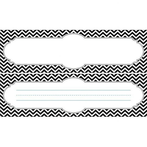 Barker Creek 1594909 Black & White Chevron Double-Sided Name Plates, Set of 36