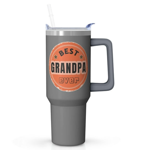 Grandpa's Deluxe 40oz Tumbler, Insulated Stainless Steel Cup with Handle, Wonderful Christmas Gift