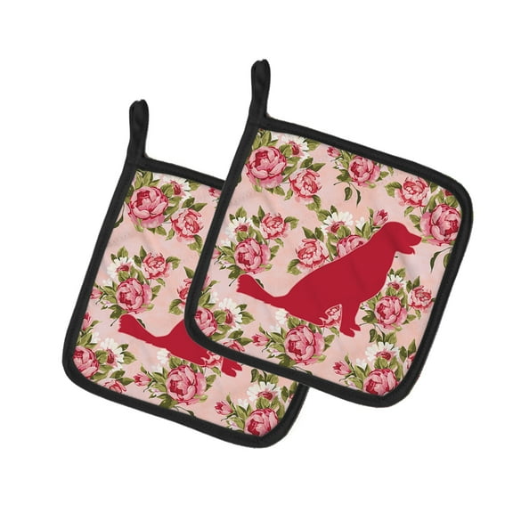 Caroline's Treasures BB1076-RS-PK-PTHD Labrador Shabby Chic Pink Roses Pair of Pot Holders , 7.5HX7.5W, multicolor