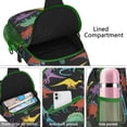 thumbnail image 4 of Colorful Dino and Forest Pattern Sling Backpack, Cute Cartoon Dinosaur Print Lightweight Crossbody Bag for Outdoor Hiking and Travel, 4 of 6