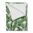 thumbnail image 2 of Banana Leaf Soft Flannel Fleece Throw Blanket, Banana Leaves Color Digital Paintbrush Effect Exotic Boho Design, Cozy Plush for Indoor and Outdoor Use, 50" x 60", Pale Grey Hunter Green, by Ambesonne, 2 of 5