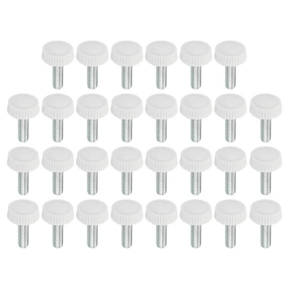 Uxcell M5x16mm Knurled Thumb Screws Clamping Screws Knobs Grip Bolts Fasteners for Furniture Hardware White 30 Pack