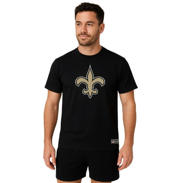 NFL Playera Aficionado Básica New Orleans Saints Negro para Hombre, Talla Chica